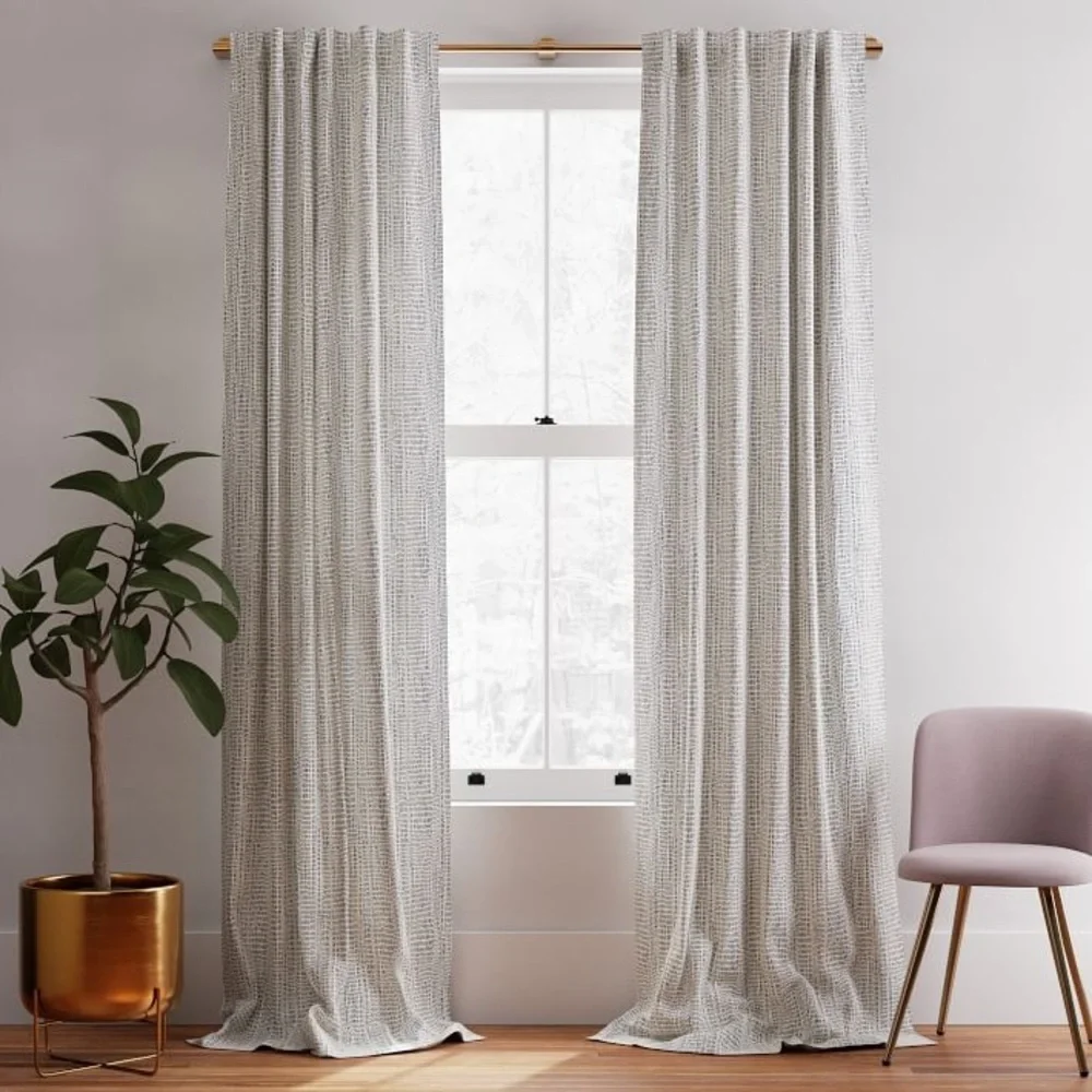 West Elm Cotton Canvas Bomu Curtains, Midnight, 96”
